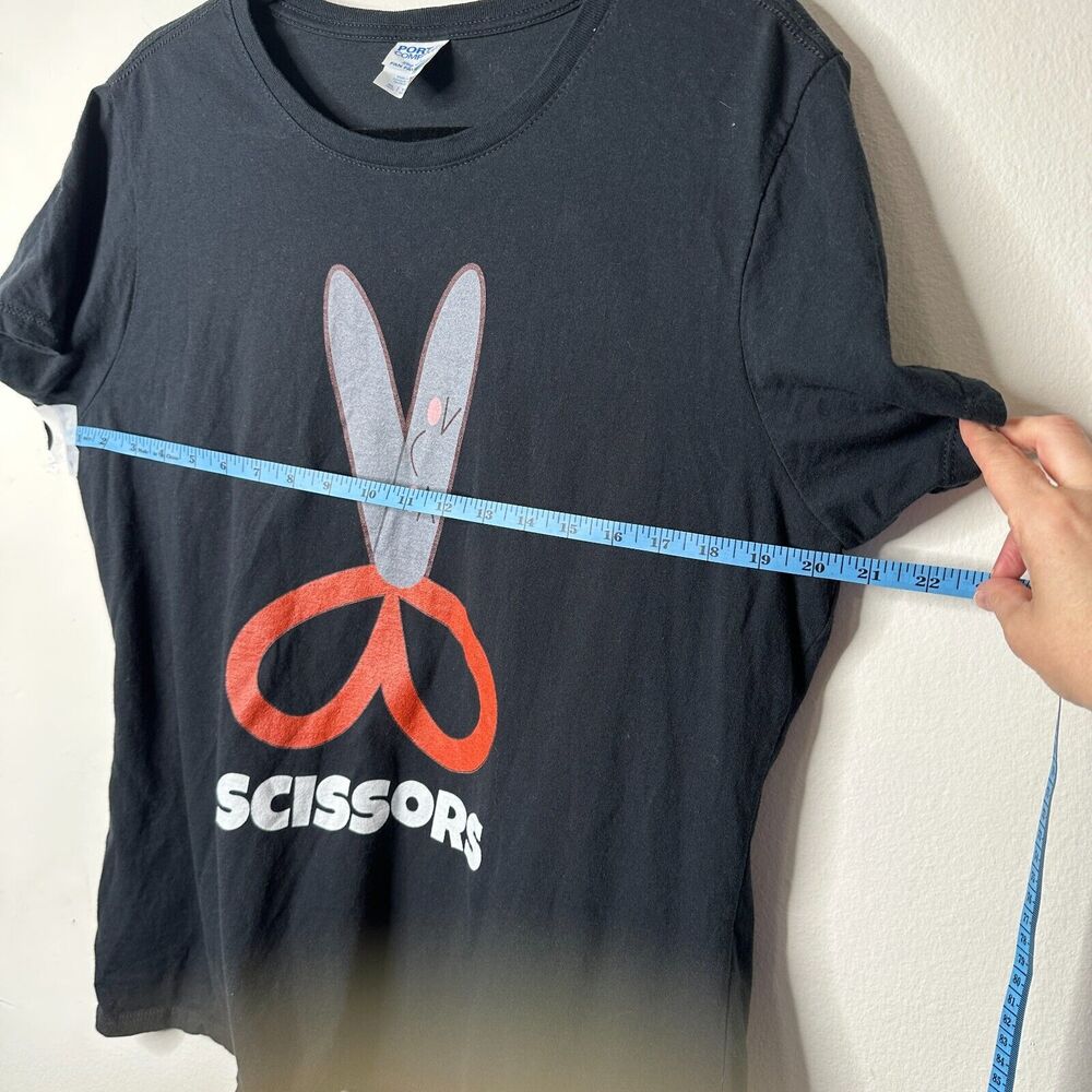 Port & Company Black Short Sleeve Round Neck Scissors Graphic Tee XL - Picture 9 of 10